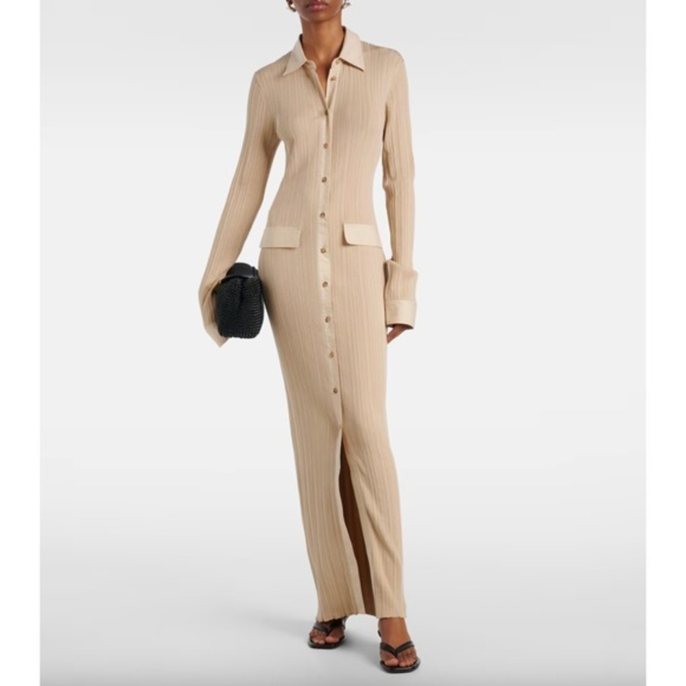 TOTEME Knitted Shirt Long Sleeve Maxi Dress